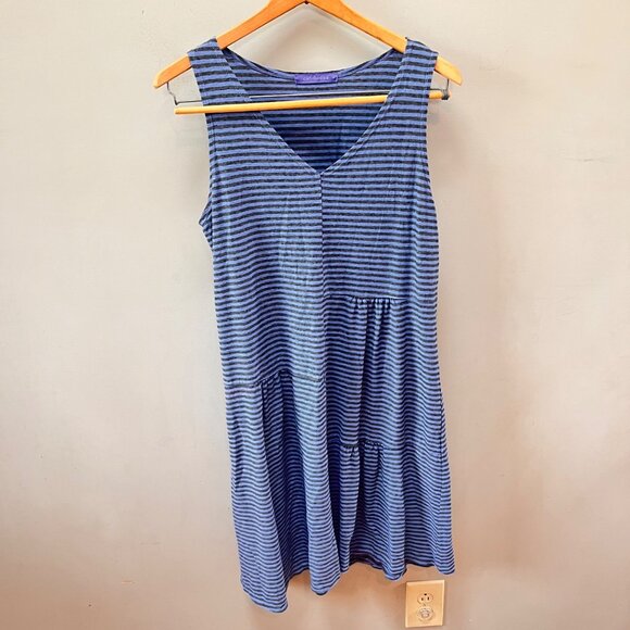 Cut Loose Womens Blue Striped Sleeveless Tiered V-Neck Dress S - Picture 1 of 3